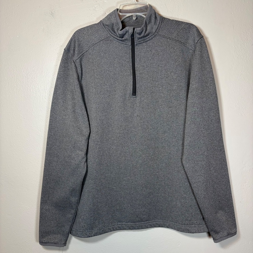 01.Algo Performance Men Gray Heather Quarter Zip Grid Fleece Pullover MGK10433 L